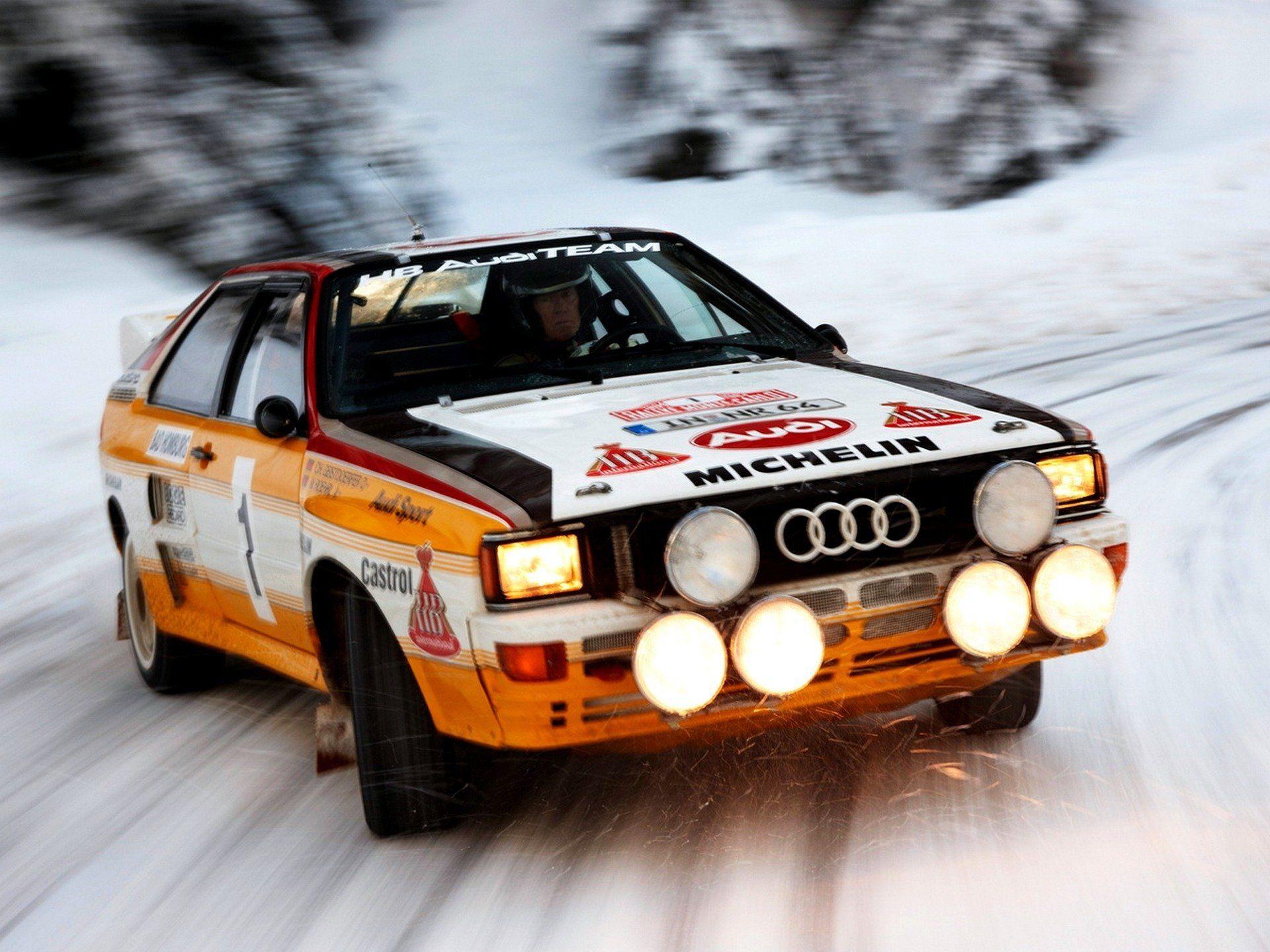 Group B Rally racing car in action - vintage motorsport